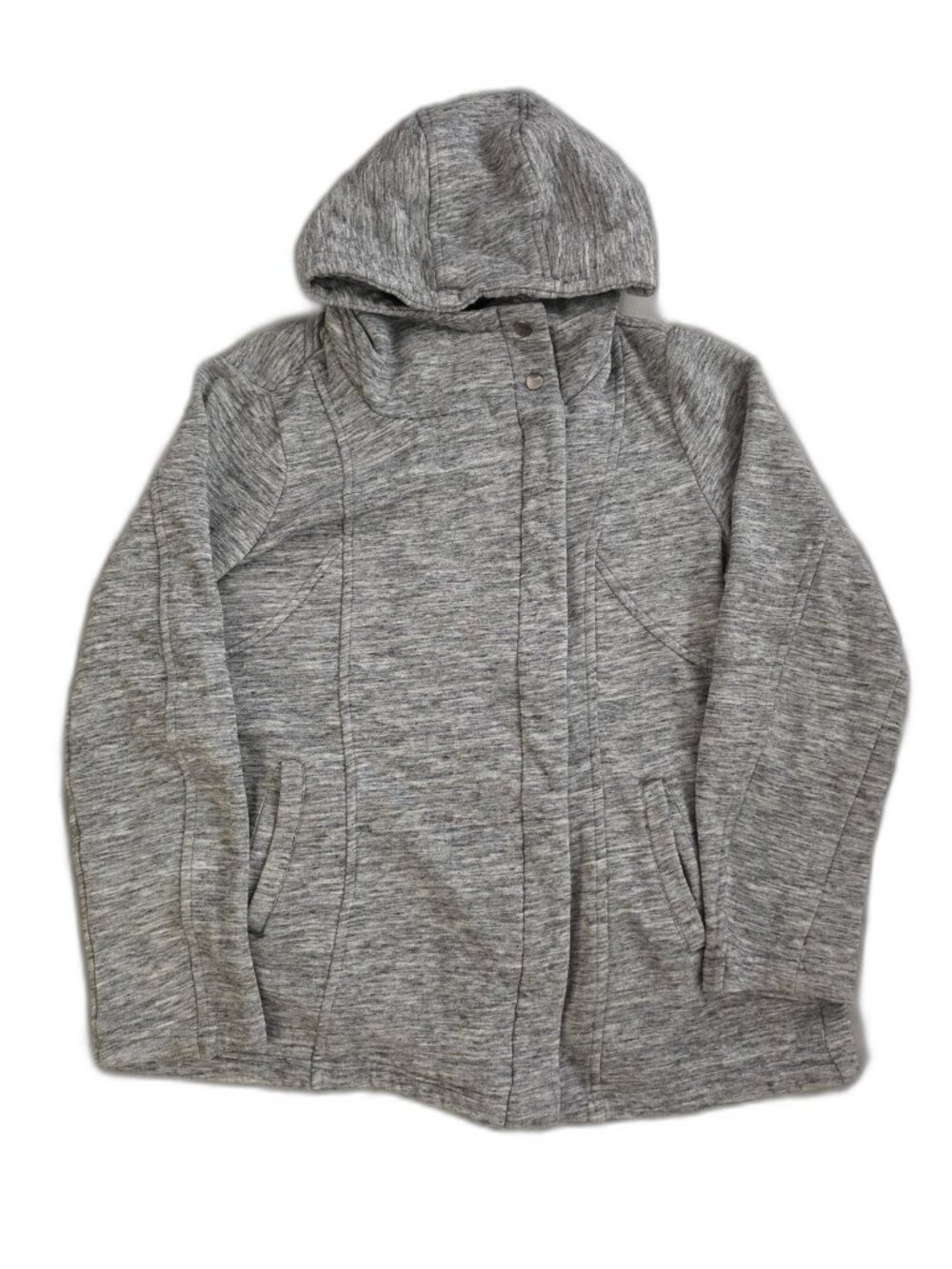 Sebby Collection Hooded Jacket Coat Gray Heather Fleece Lined Womens L